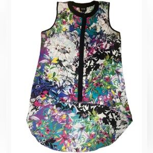 Nicole Miller Multicolor Floral Sleeveless High low  Blouse